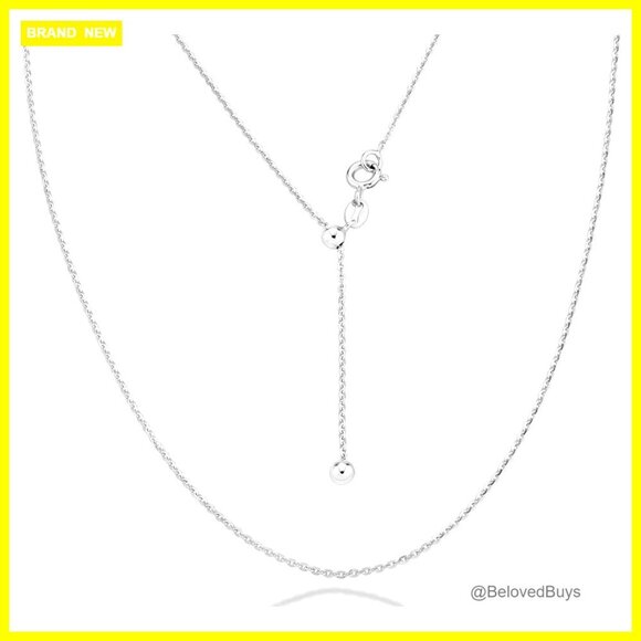 Jewelry - Adjustable 14-24 Inch Sterling Silver Bolo Chain Necklace, 1.3mm Thin